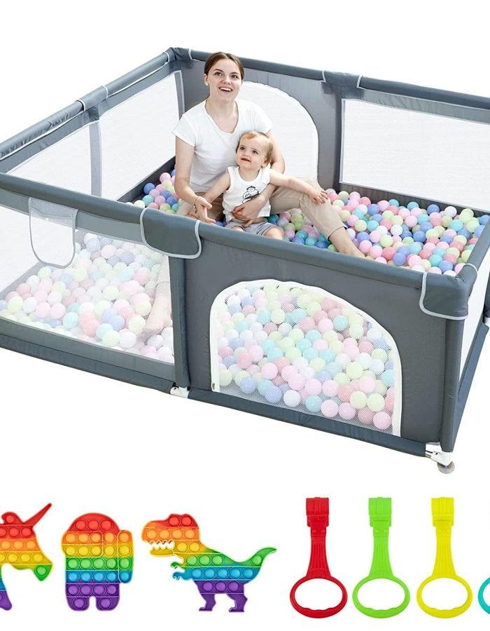 Play Pen For Babies And Toddlers, Baby Play Yard With Gate For Limited Space 47x47x26  Baby Fence With Breathable Mesh, Safety Indoor & Outdoor Activity Center